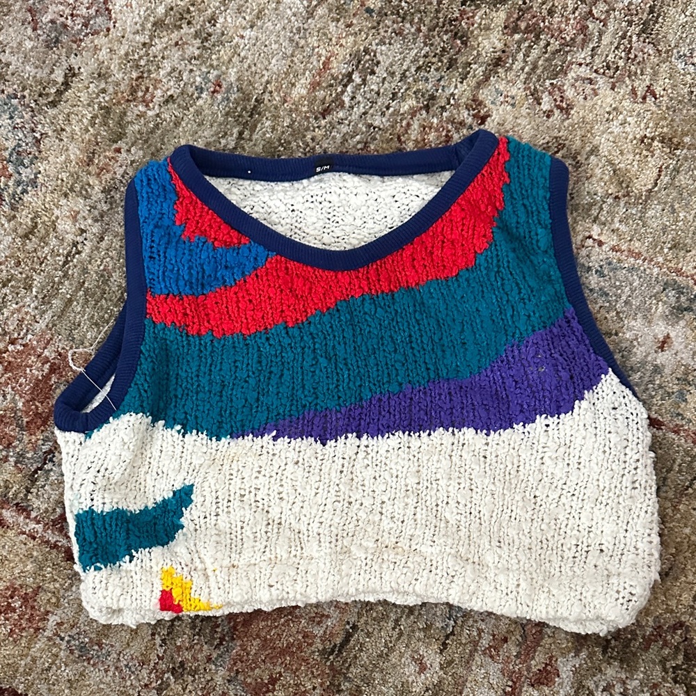 Vintage Hand Knit Sleeveless Crop Top Tank